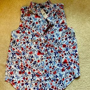Ann Taylor button up front with ruffle